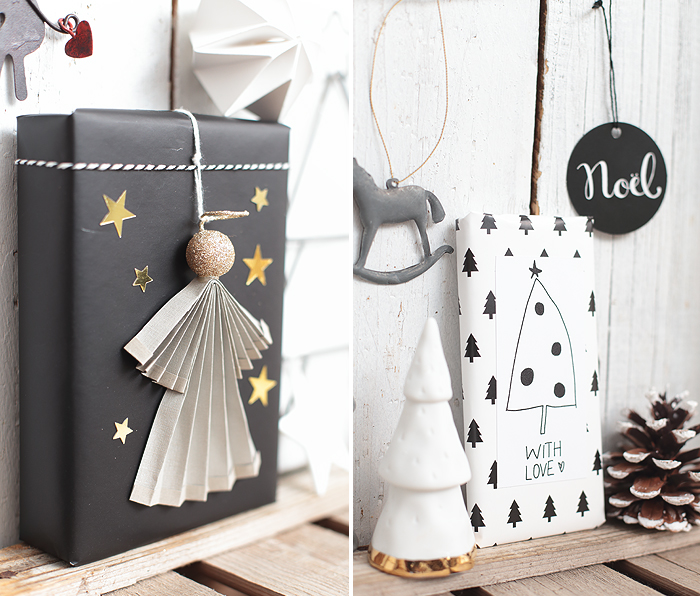 Geschenkeverpackung mit Weihnachtsdeko + Printable ediths Deko Weihnachten Geschenke Räder Geschenkanhänger
