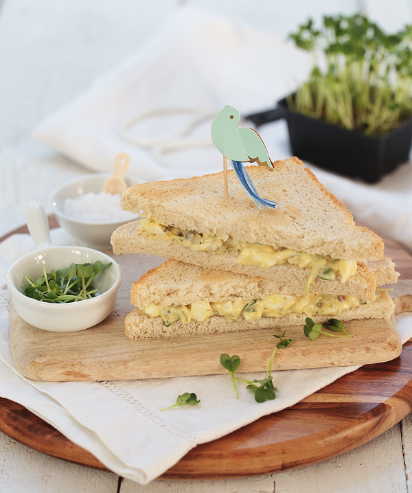 Sandwich mit Eiersalat und Kresse