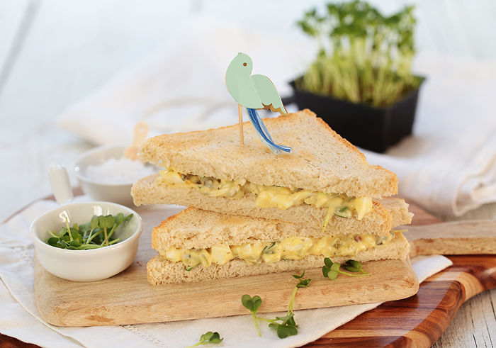 Sandwich mit Eiersalat und Kresse